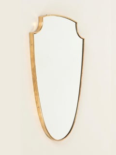 Gio Ponti Italian Shield-Shaped Brass Mirror, Italy, 1950s