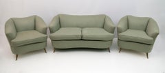 Gio Ponti Italian Sofa and Two Armchairs for Casa E Giardino, 1930s