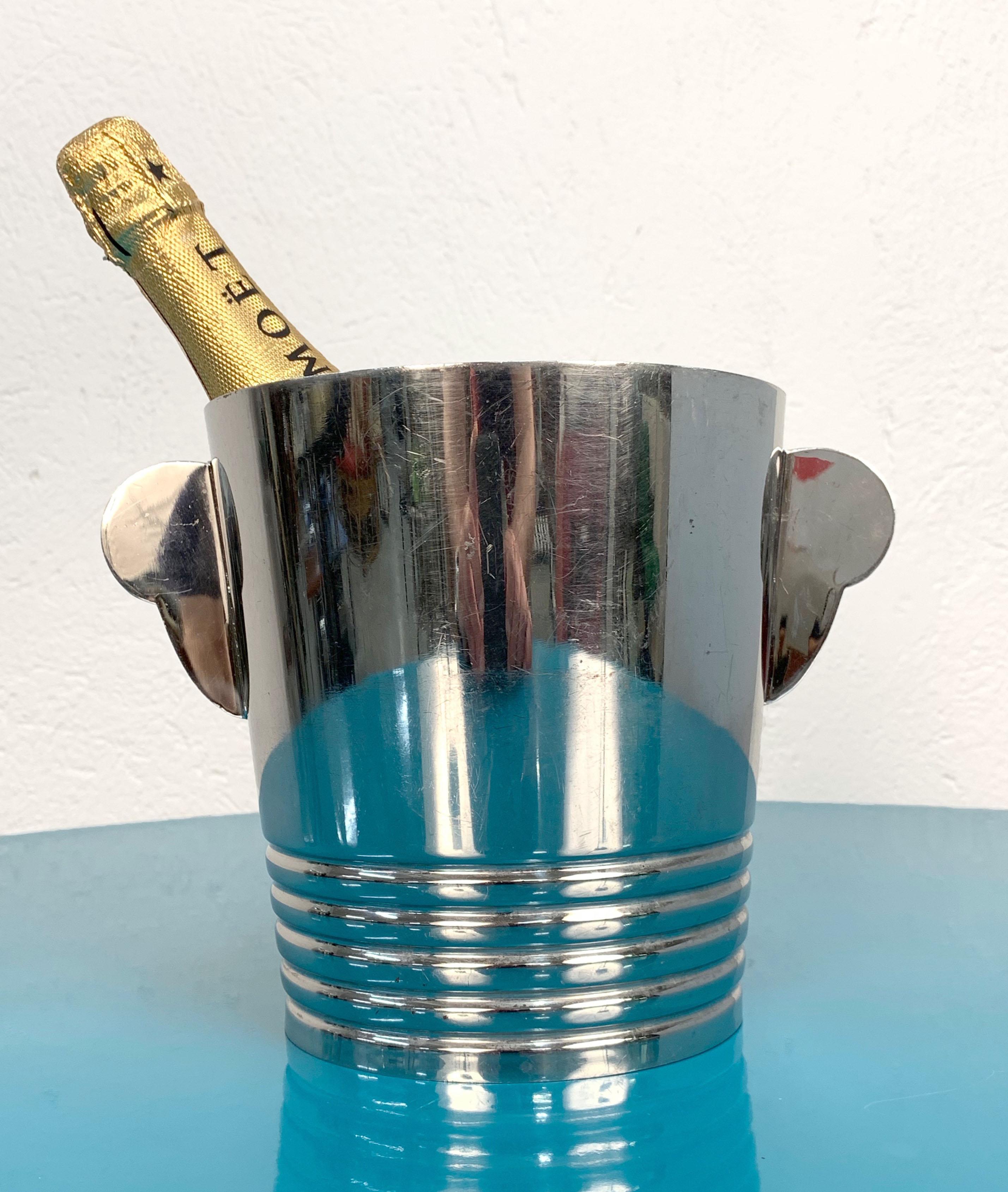 Gio Ponti Italian Steel Champagne Bucket for Fratelli Calderoni, Italy, 1960s 5