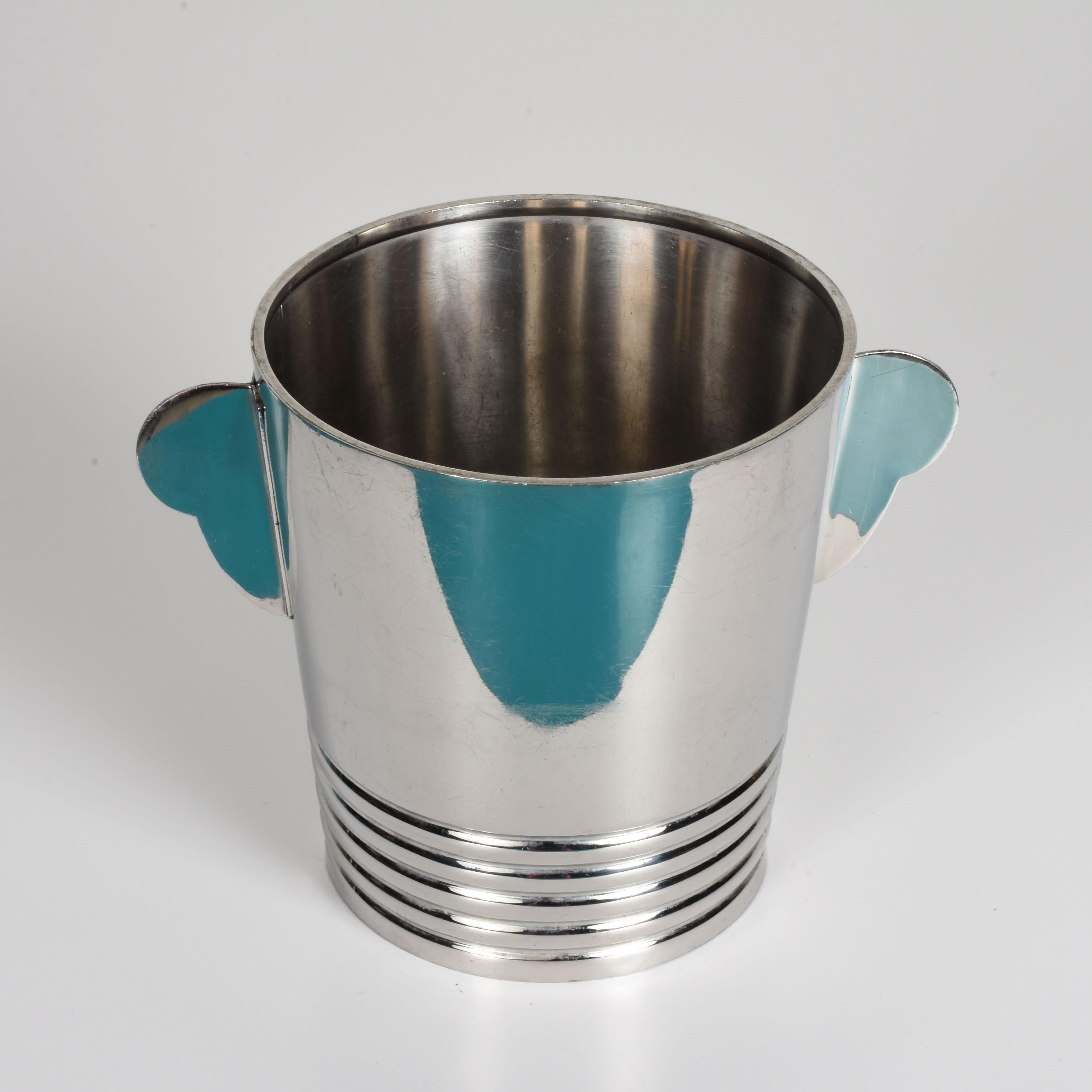 Mid-Century Modern Gio Ponti Italian Steel Champagne Bucket for Fratelli Calderoni, Italy, 1960s