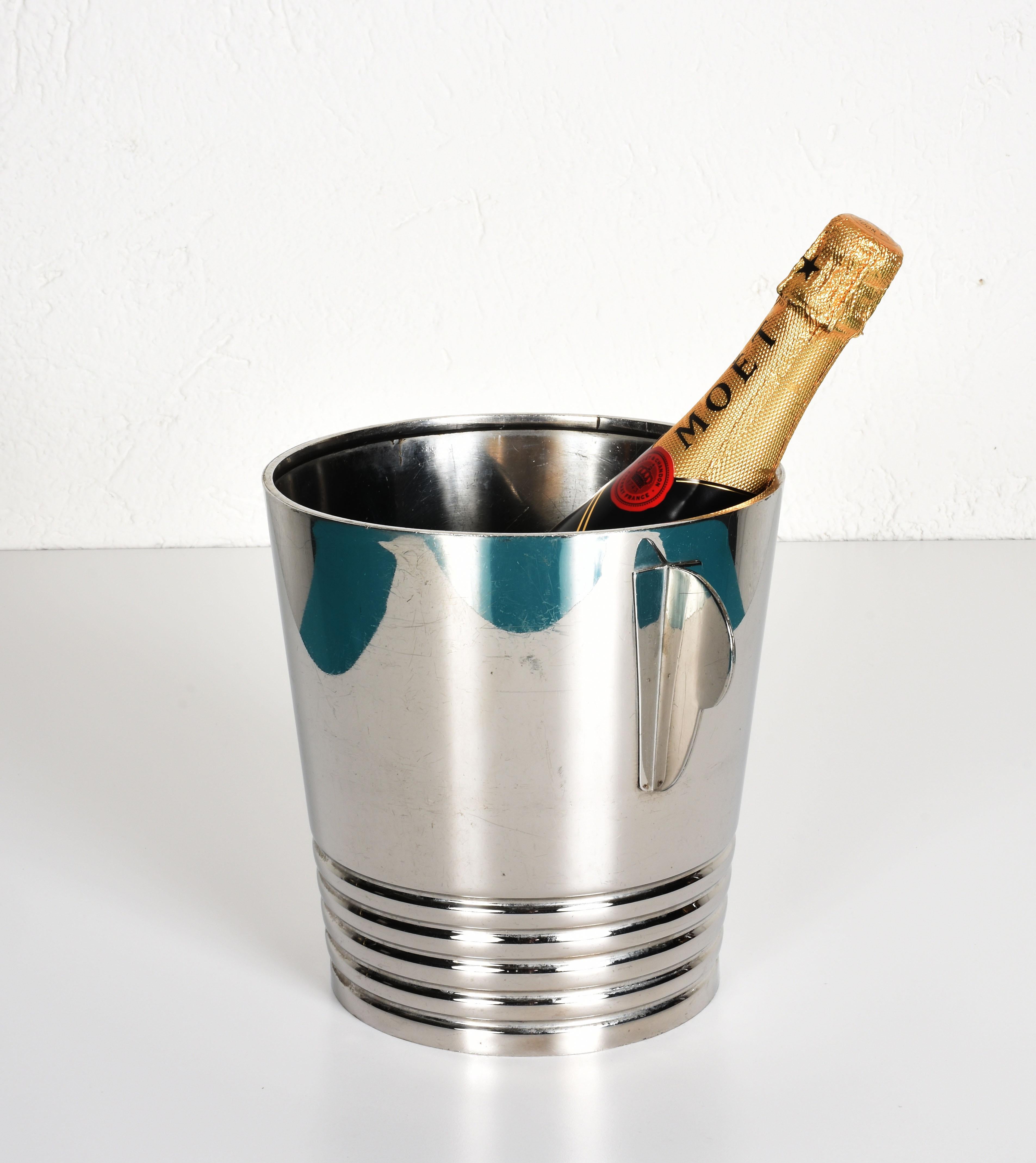 Gio Ponti Italian Steel Champagne Bucket for Fratelli Calderoni, Italy, 1960s 1