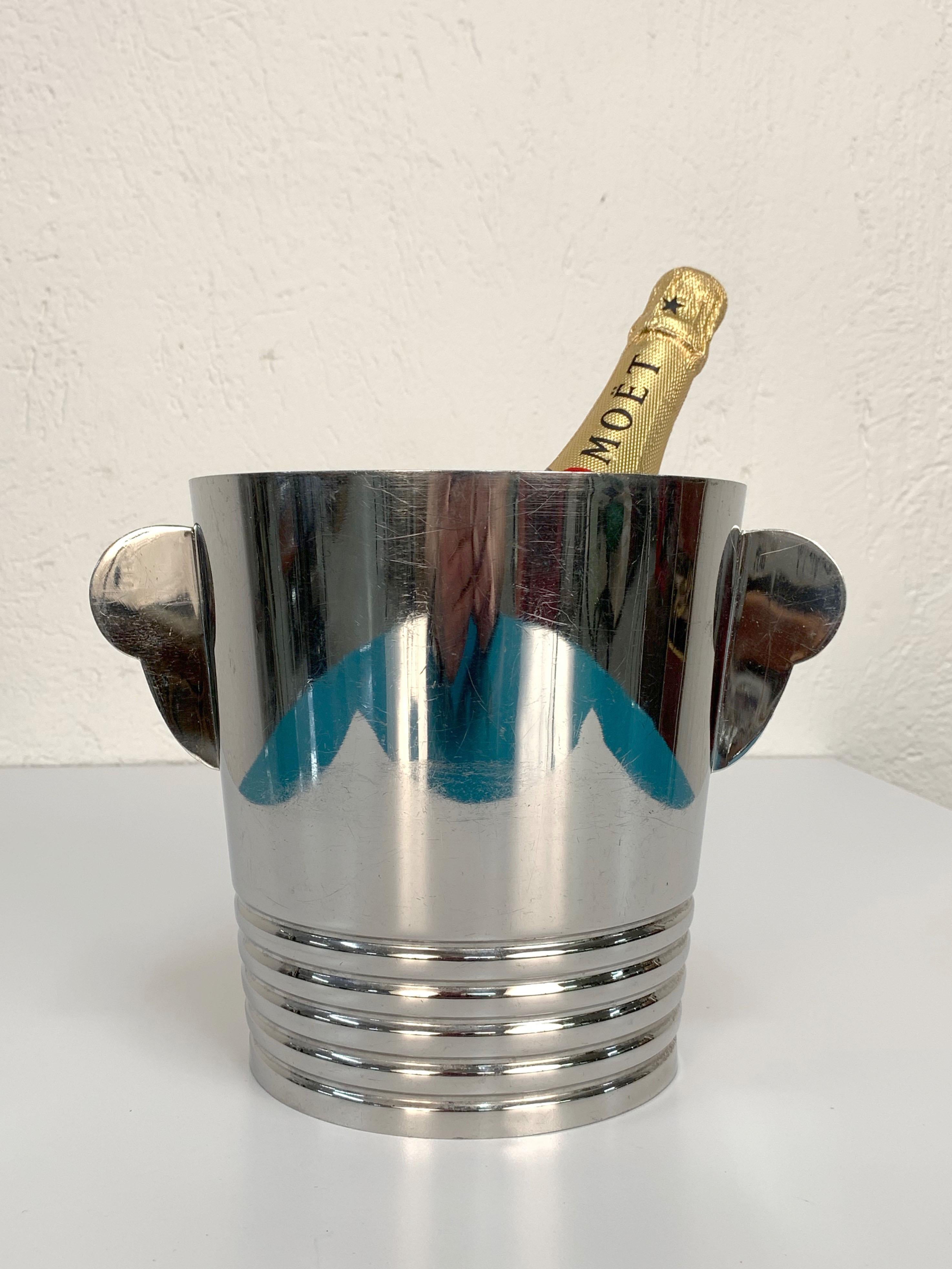 Gio Ponti Italian Steel Champagne Bucket for Fratelli Calderoni, Italy, 1960s 2