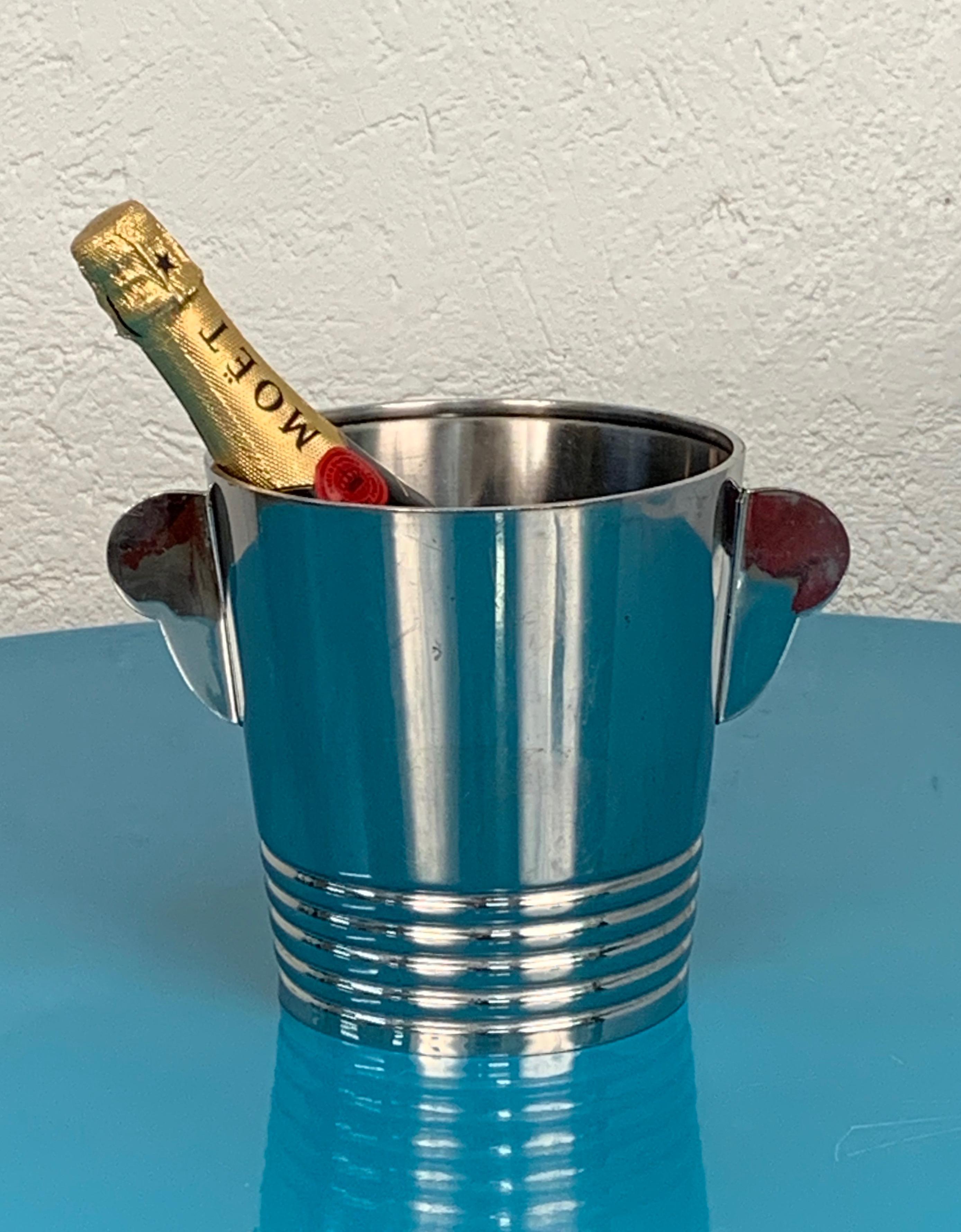 Gio Ponti Italian Steel Champagne Bucket for Fratelli Calderoni, Italy, 1960s 4