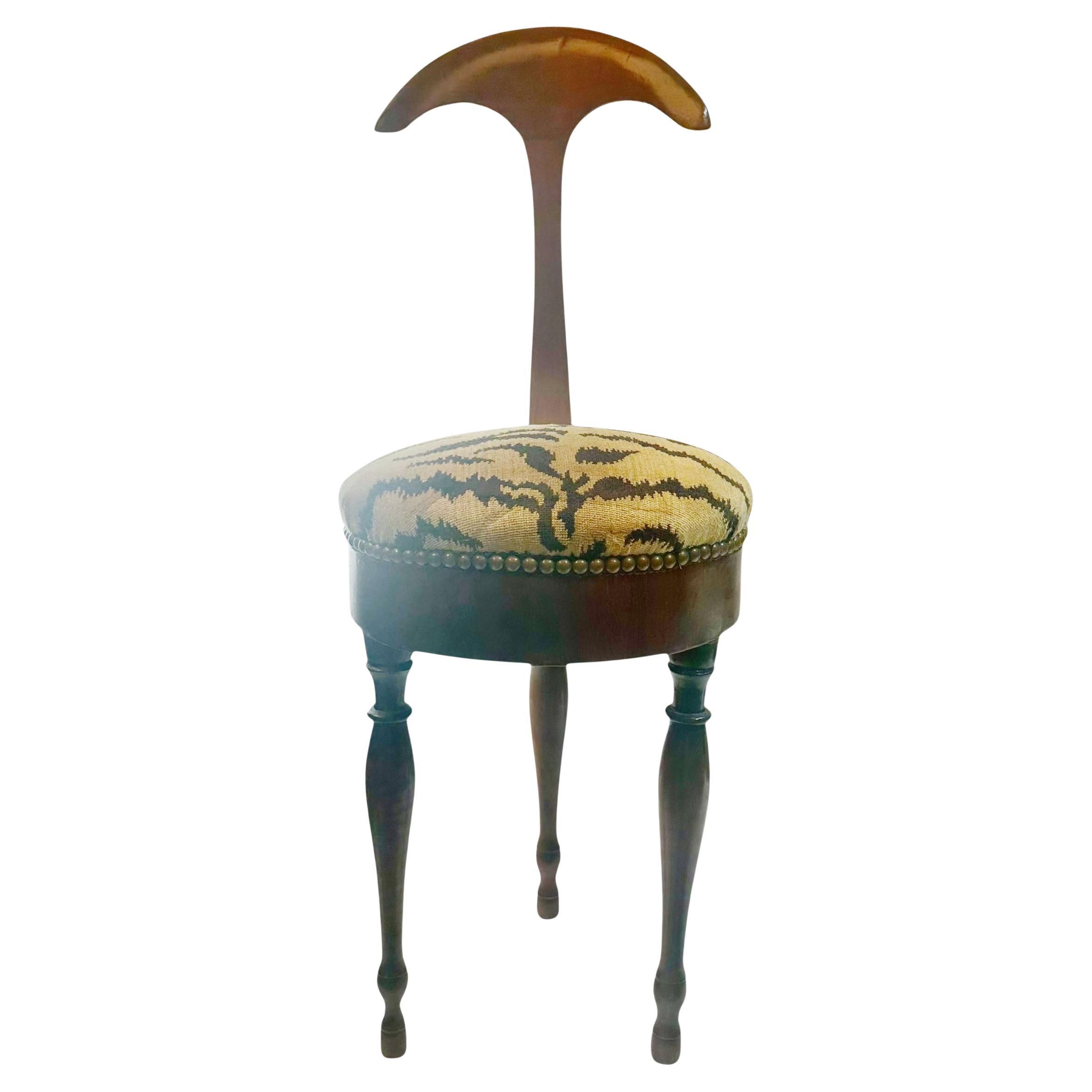 Chaise italienne à trois pieds Gio Ponti avec velours tigré Scalamandré en vente