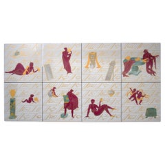 Giò Ponti "La Conversazione Classica" Eight Plus One Ceramic Tiles