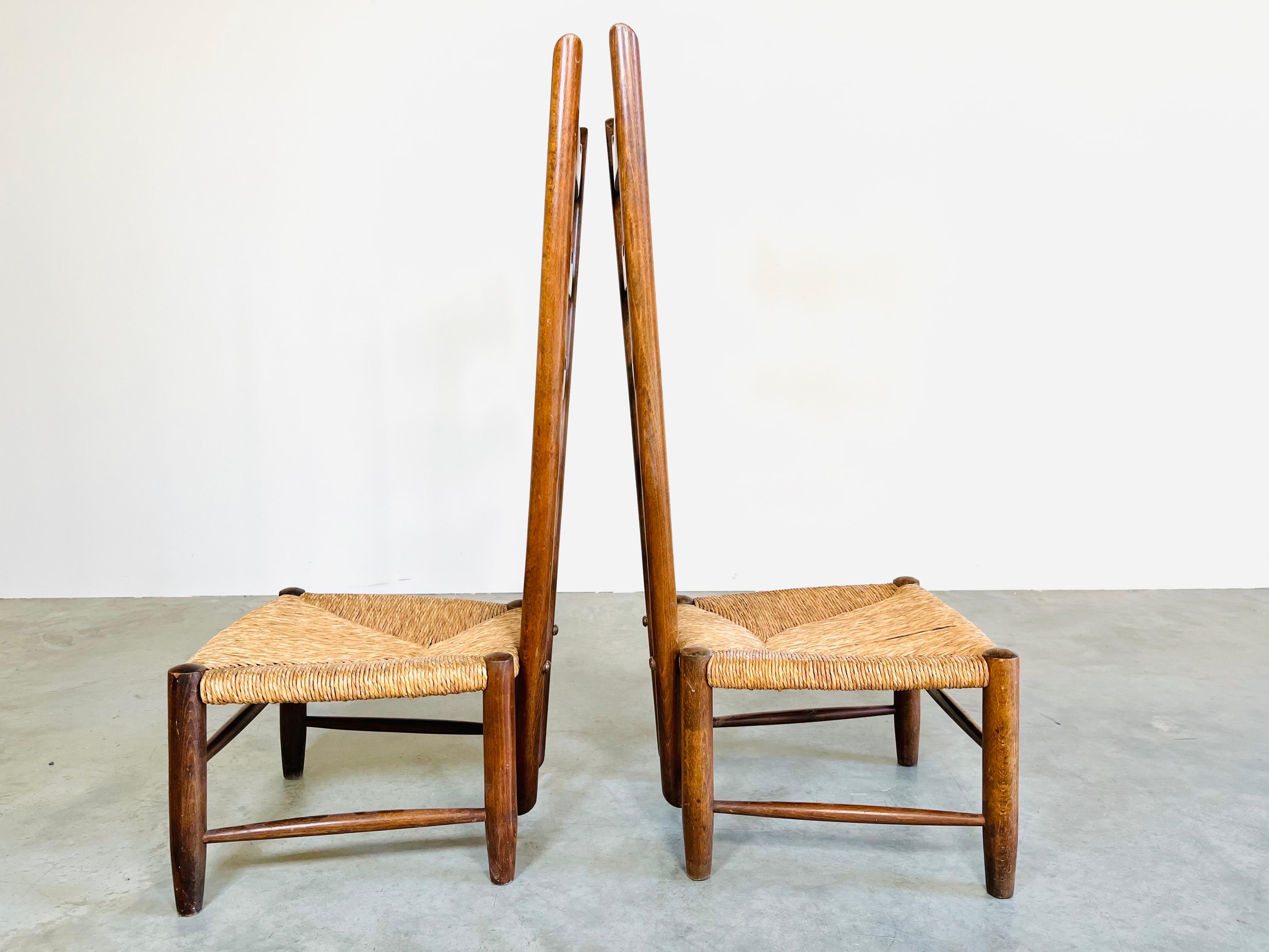 Mid-Century Modern Gio Ponti Ladder Back Fireside Chairs in Exceptional Walnut