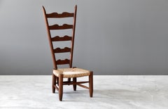 Gio Ponti, Ladderback Chair, Walnut, Rush Seat, Casa e Giardino, Italy, 1930s