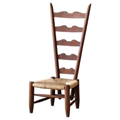 Gio Ponti, Ladderback Chair, Walnut, Rush Seat, Casa e Giardino, Italy, 1930s
