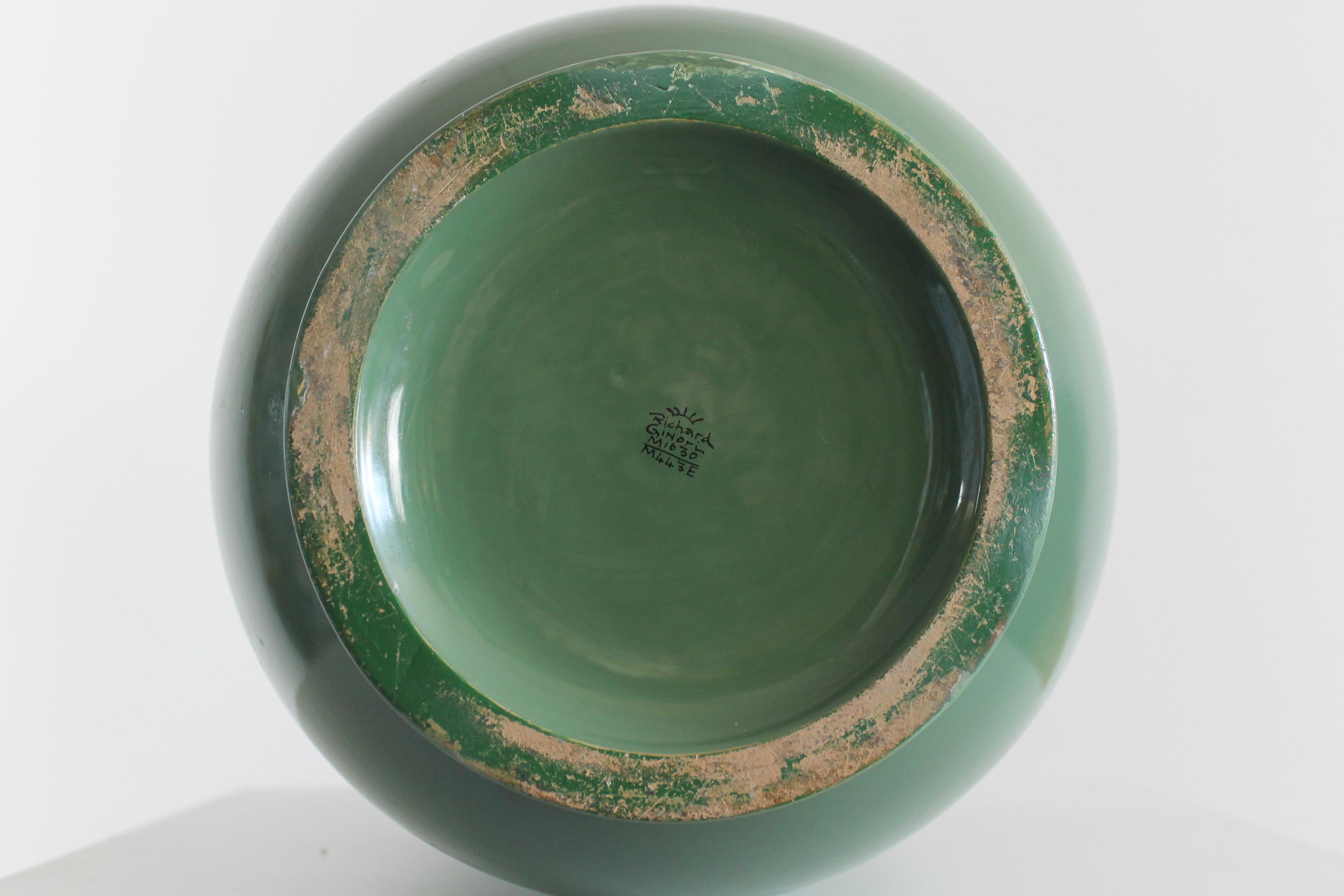 Italian Gio Ponti Large Green Vase in Ceramic by Richard Ginori 1930s 