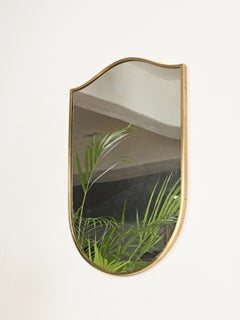 Gio Ponti Large Shield-Shaped Solid Brass Mirror, Italy, 1950s