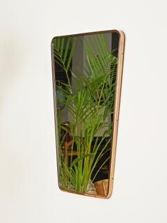 Gio Ponti Large Tapered Rectangular Solid Brass Mirror, Italy, 1950s