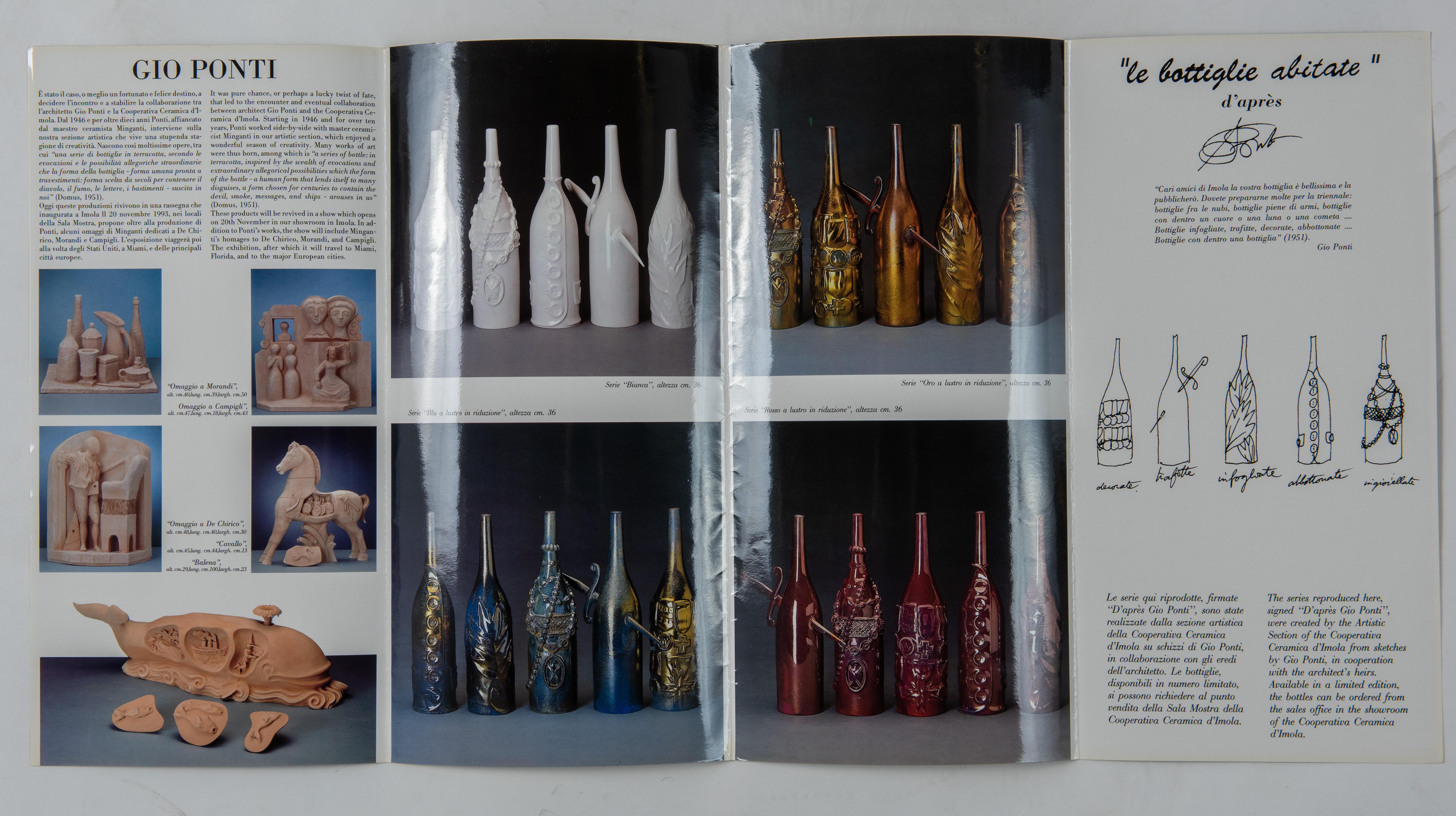 Gio Ponti Le Bottiglie Abitate Complete Series of Five Ceramic Bottles, 1950 In Good Condition In Montecatini Terme, IT