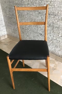 Gio Ponti “Leggera” Cassina 1950 Wood Ecological Leather Padding, Italy