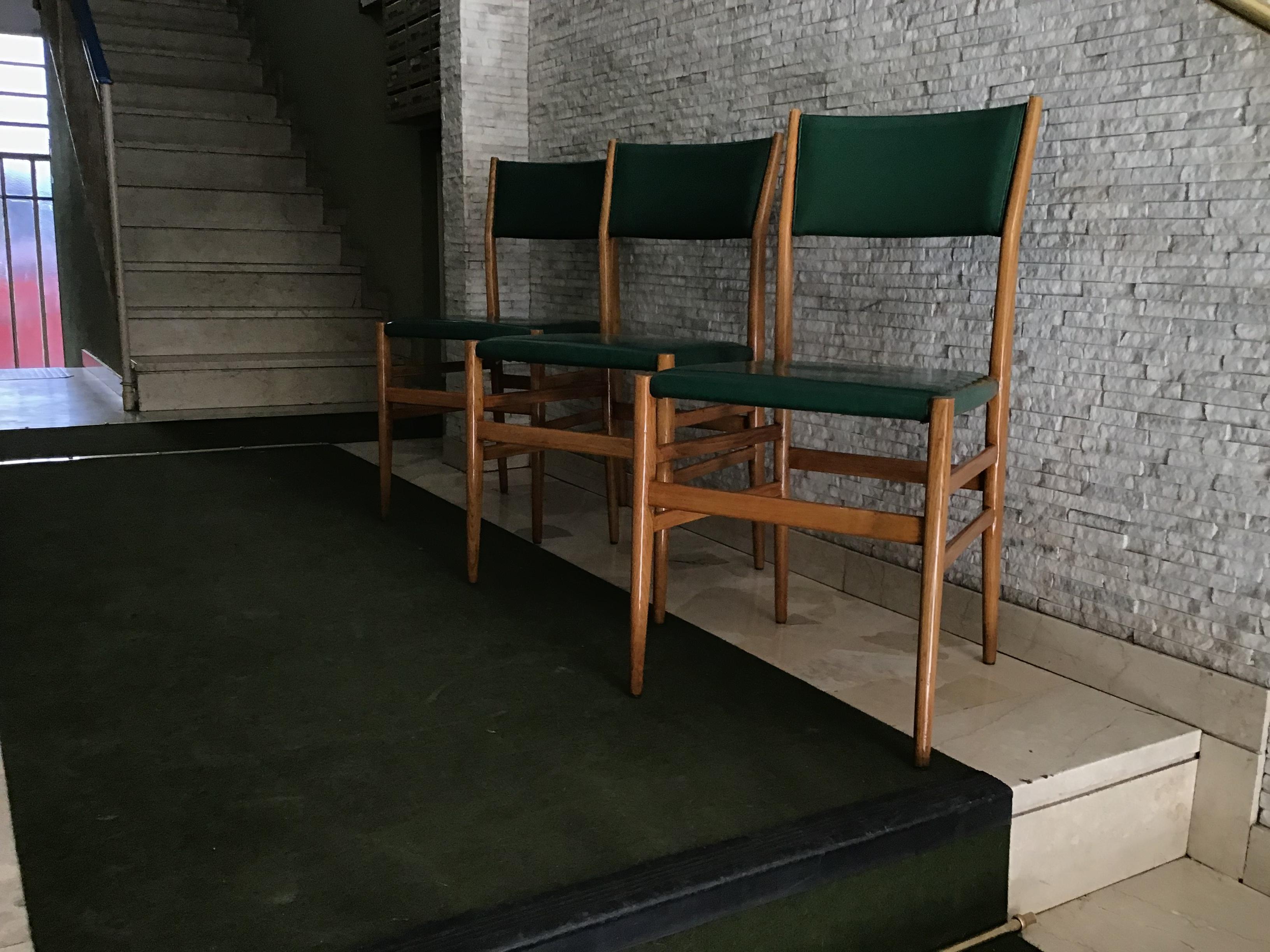 Gio Ponti “Leggera” Chairs by Cassina 1951 Wood Original Coating, Italy 1