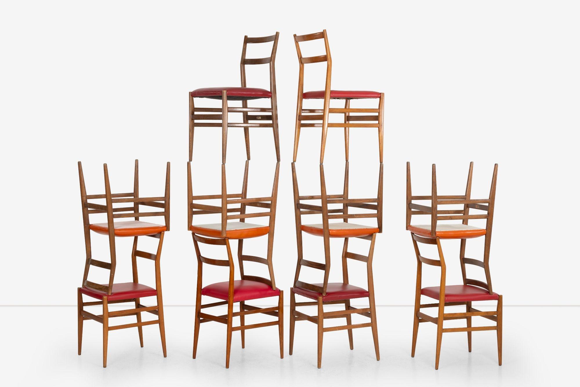 Mid-Century moderno Gio Ponti Leggera Set di dieci sedie per Cassina in vendita
