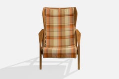 Gio Ponti, Lounge Chair, Fabric, Walnut, Rubber, Italy, 1950s