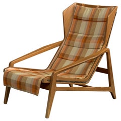 Gio Ponti, Lounge Chair, Fabric, Walnut, Rubber, Italy, 1950s