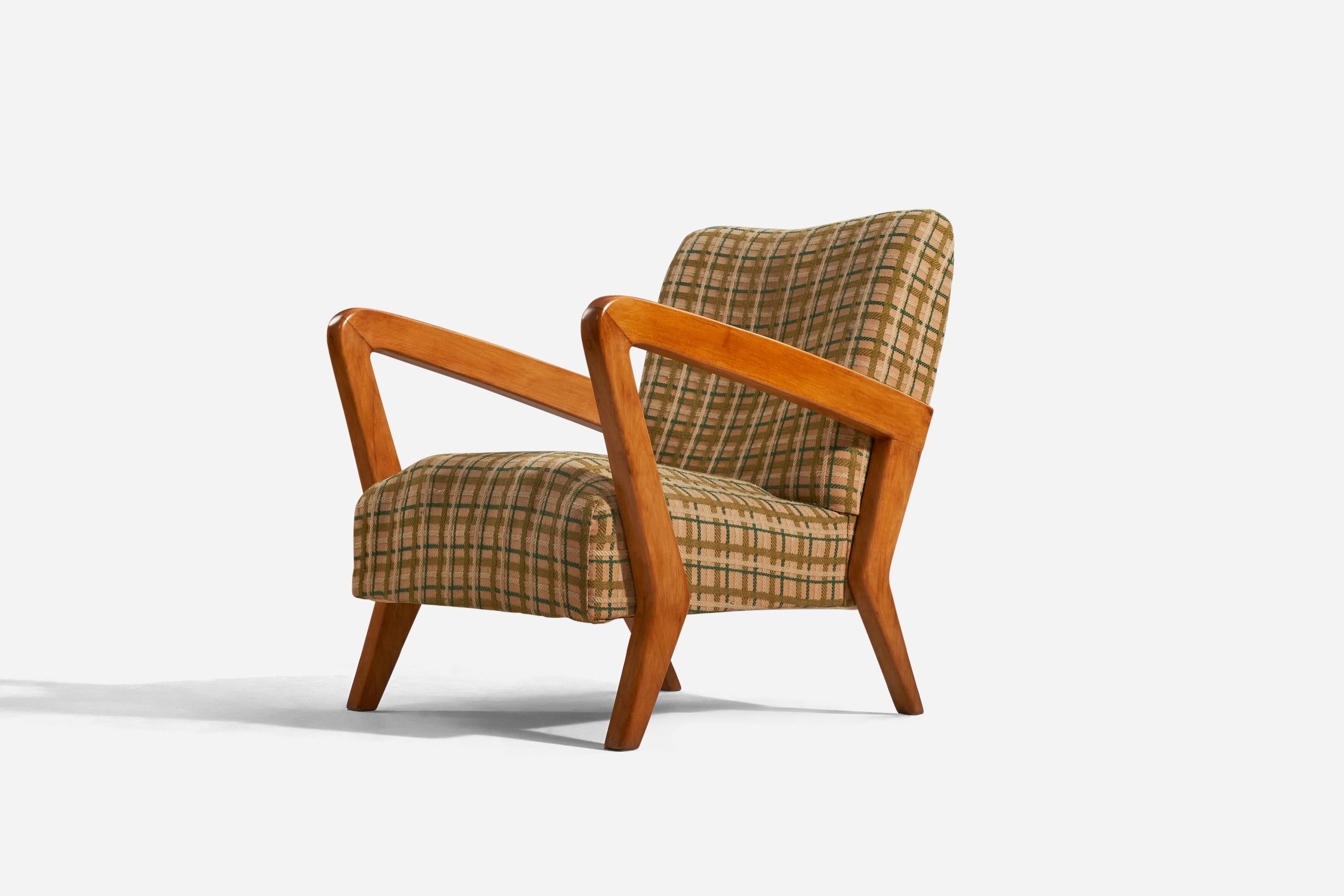Mid-Century Modern Gio Ponti, Lounge Chair, Walnut, Fabric, Italy, c. 1950