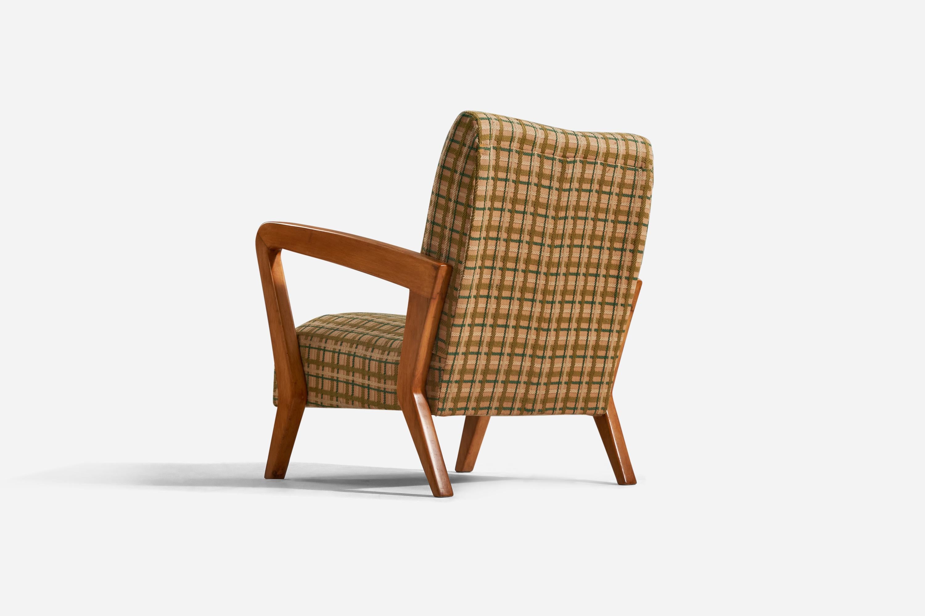 Gio Ponti, Lounge Chair, Walnut, Fabric, Italy, c. 1950 In Good Condition In High Point, NC