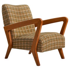 Gio Ponti, Lounge Chair, Walnut, Fabric, Italy, c. 1950