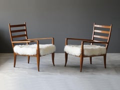 Gio Ponti, chaises longues pour La Rinascente, frêne, jonc, cuir d'agneau, années 1930, Italie