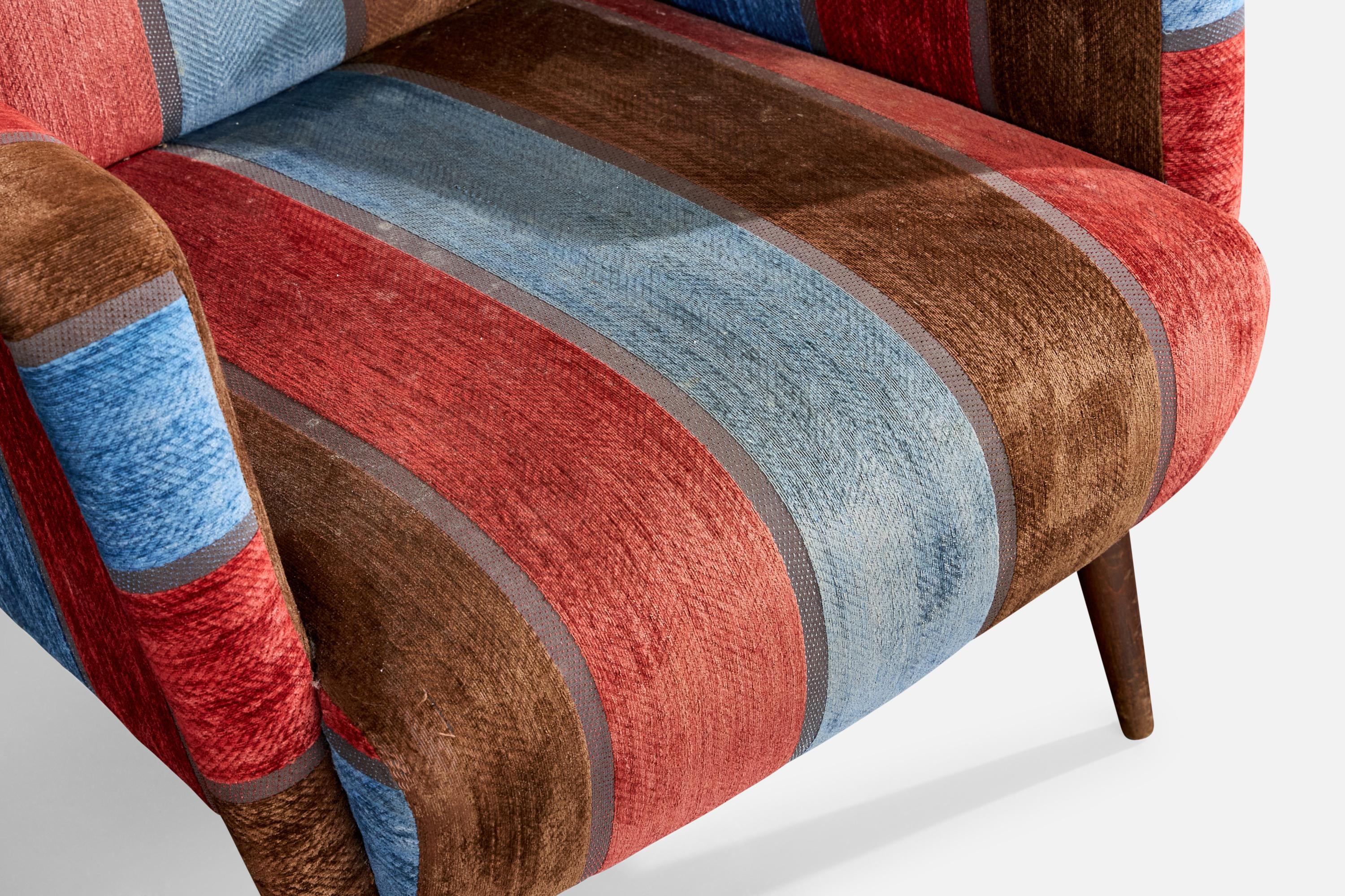 Gio Ponti, Lounge-Stühle, Samt, Holz, Italien, 1950er Jahre im Angebot 5