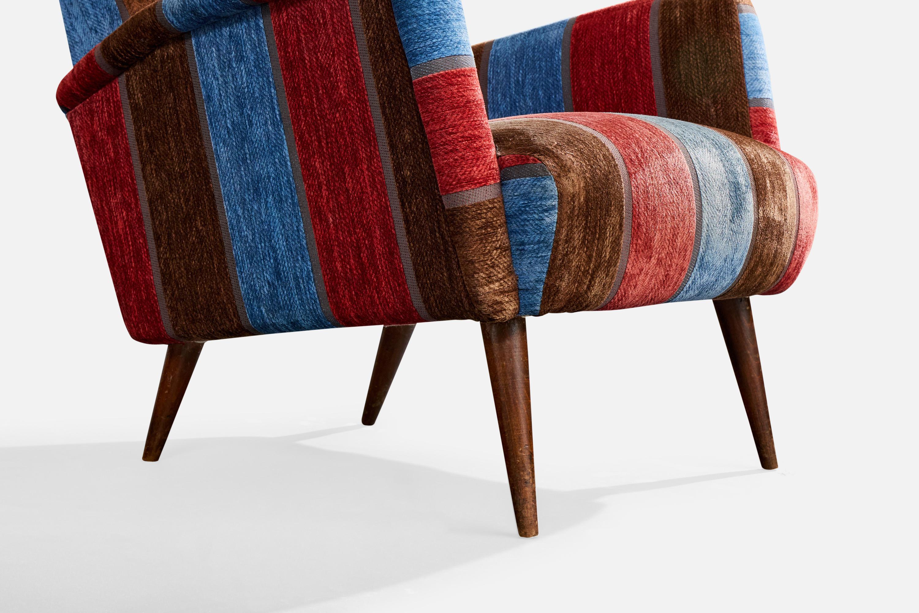 Gio Ponti, Lounge-Stühle, Samt, Holz, Italien, 1950er Jahre im Angebot 6