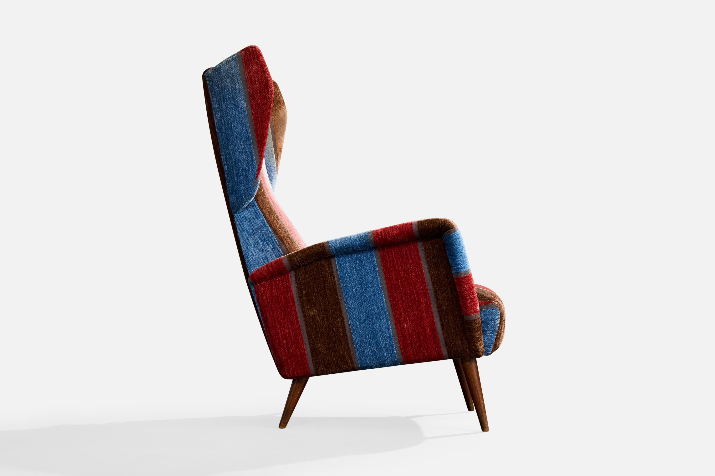 Gio Ponti, Lounge-Stühle, Samt, Holz, Italien, 1950er Jahre im Angebot 1