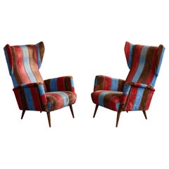 Gio Ponti, Lounge-Stühle, Samt, Holz, Italien, 1950er Jahre