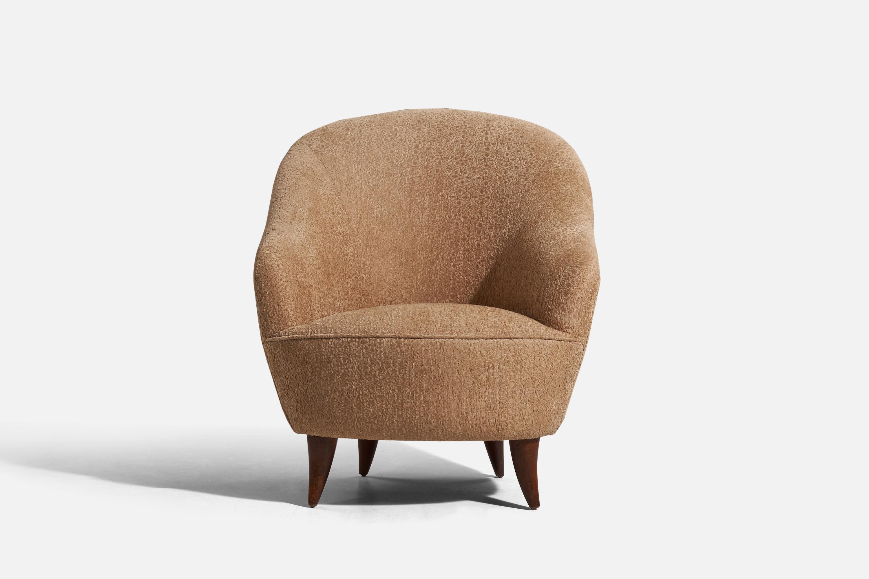 Italian Gio Ponti, Lounge Chairs, Wood, Fabric, Italy, 1936 For Sale