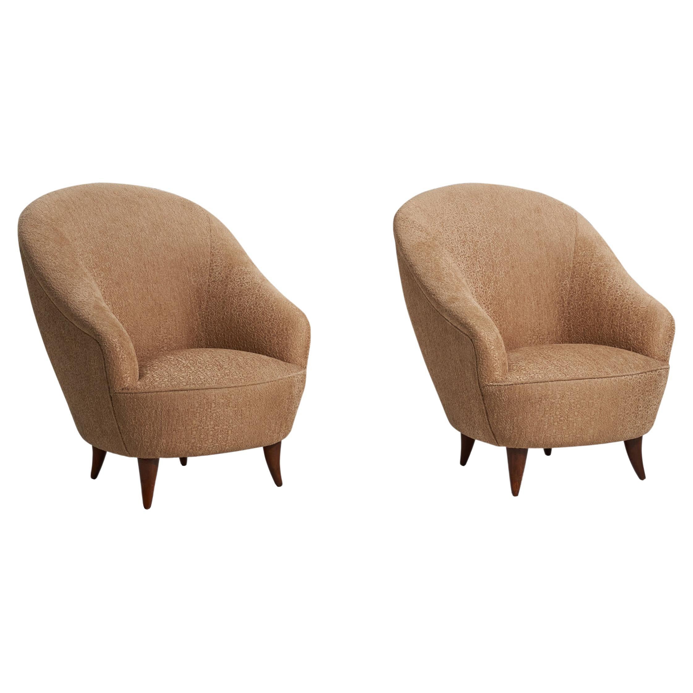 Gio Ponti, Lounge Chairs, Wood, Fabric, Italy, 1936
