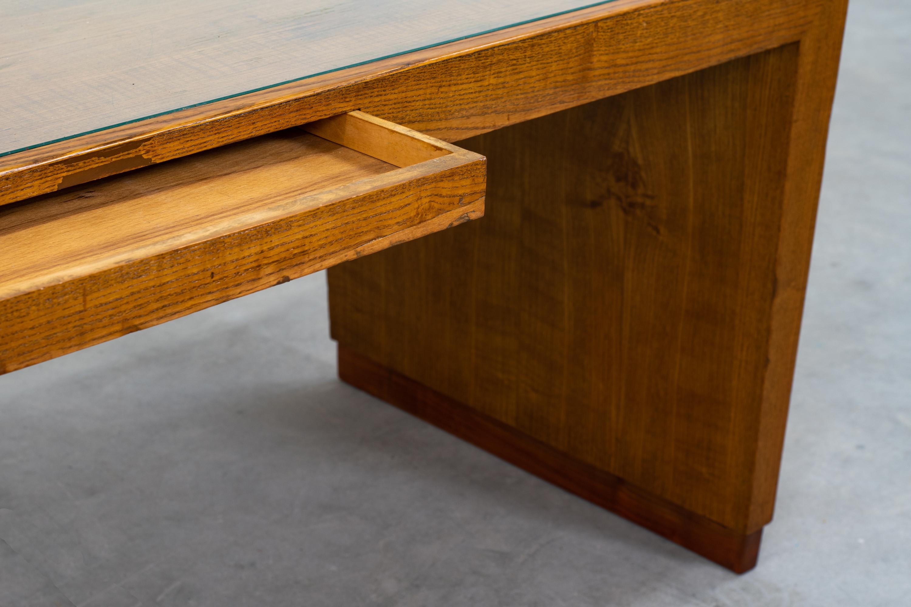 Altro Gio Ponti Low Rectangular Table in Wood and Glass for BNL 1950s Italy in vendita
