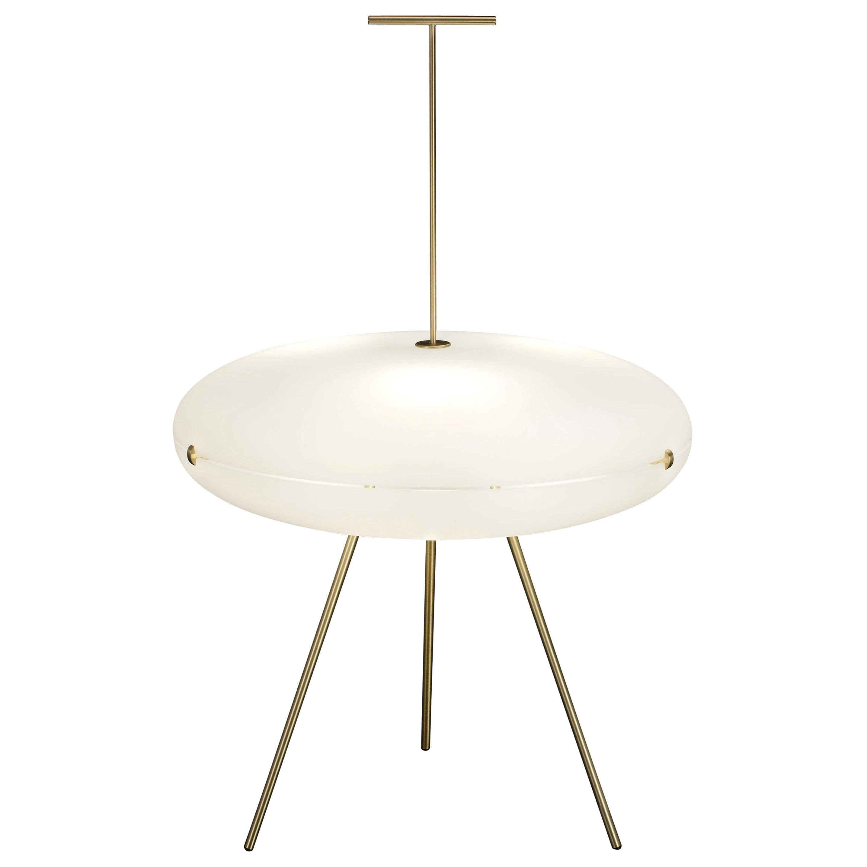 Gio Ponti Luna Orizzontale Floor Lamp in Satin Brass for Tato Italia For Sale