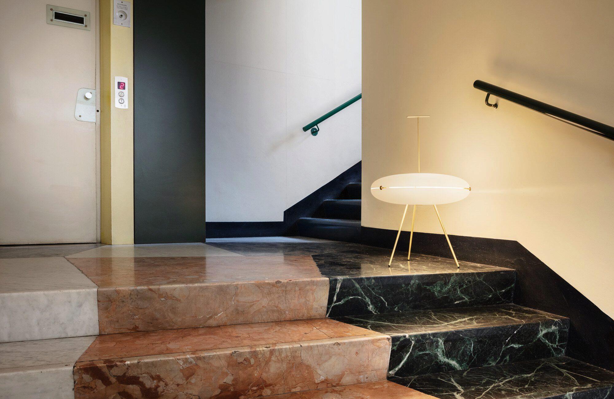 Italian Gio Ponti 'Luna Orizzontale' Floor Lamp in Satin Brass for Tato Italia For Sale