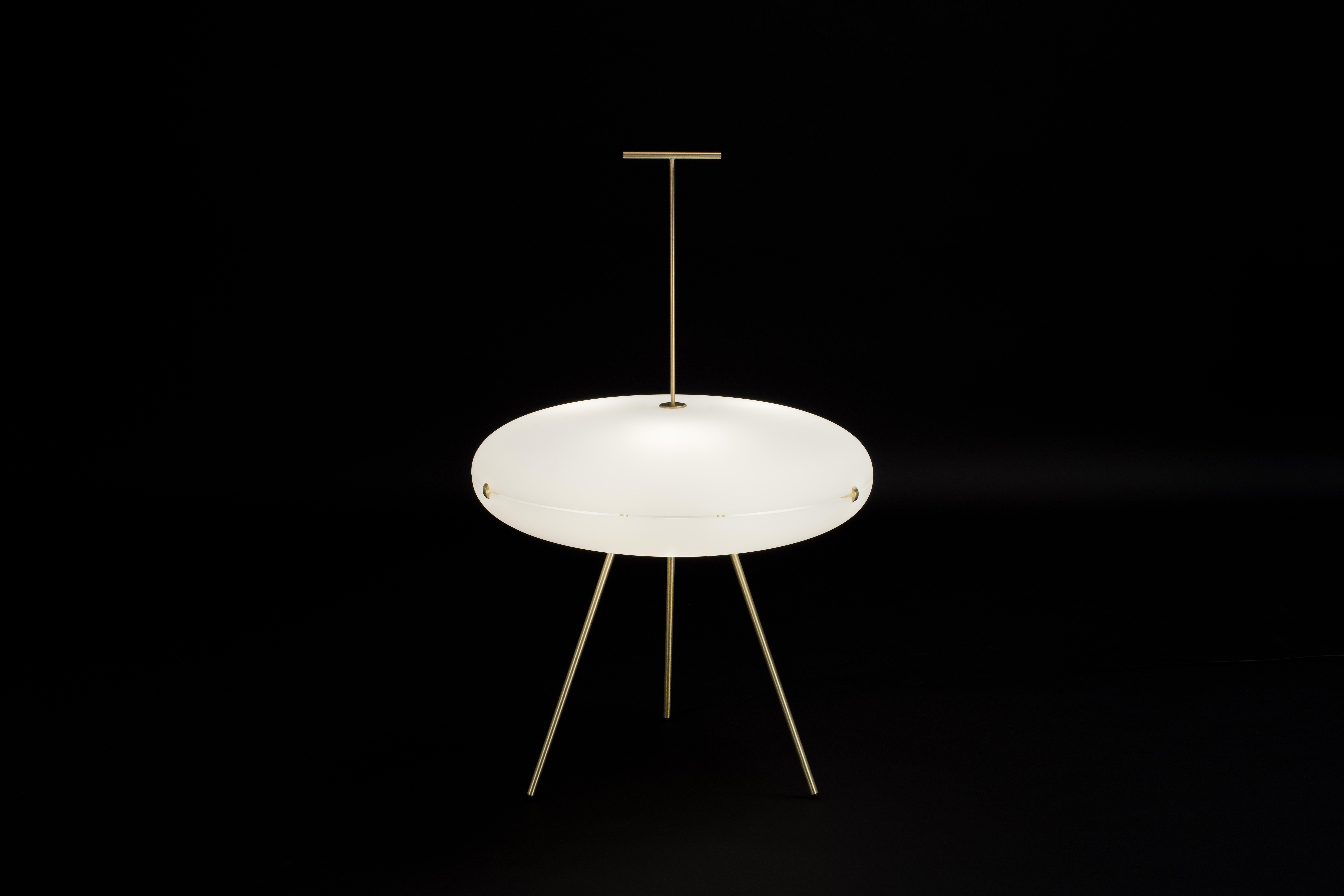 Brushed Gio Ponti 'Luna Orizzontale' Floor Lamp in Satin Brass for Tato Italia For Sale