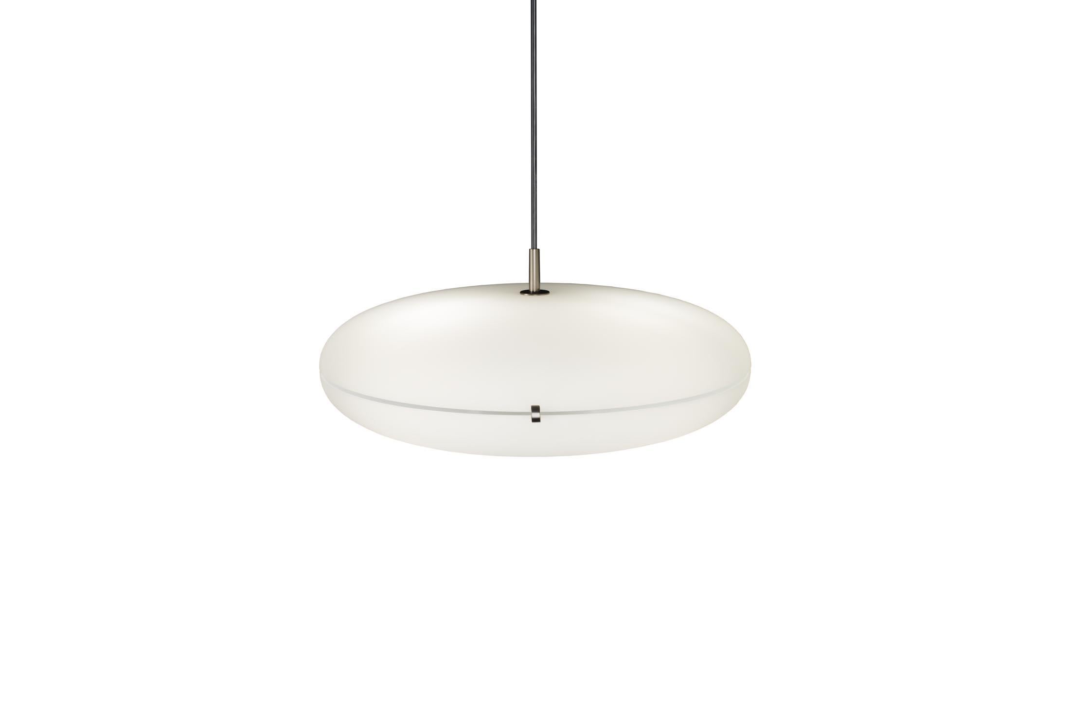 Gio Ponti Luna Suspension Lamp in Brass for Tato Italia. Designed by Italian design icon Gio Ponti, this authorized Tato Italia re-edition is executed in brushed brass hardware with acrylic diffuser. 

Price is per item. Available to order in