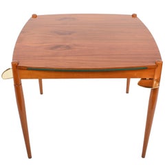 Gio Ponti Mansonia Walnut Wood Italian Game Table with Green Felt Top, 1958