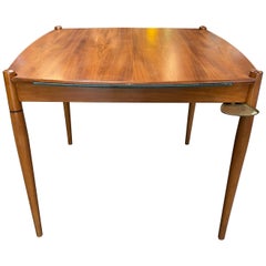 Gio Ponti Mansonia Walnut Wood Italian Game Table with Green Felt Top, 1958