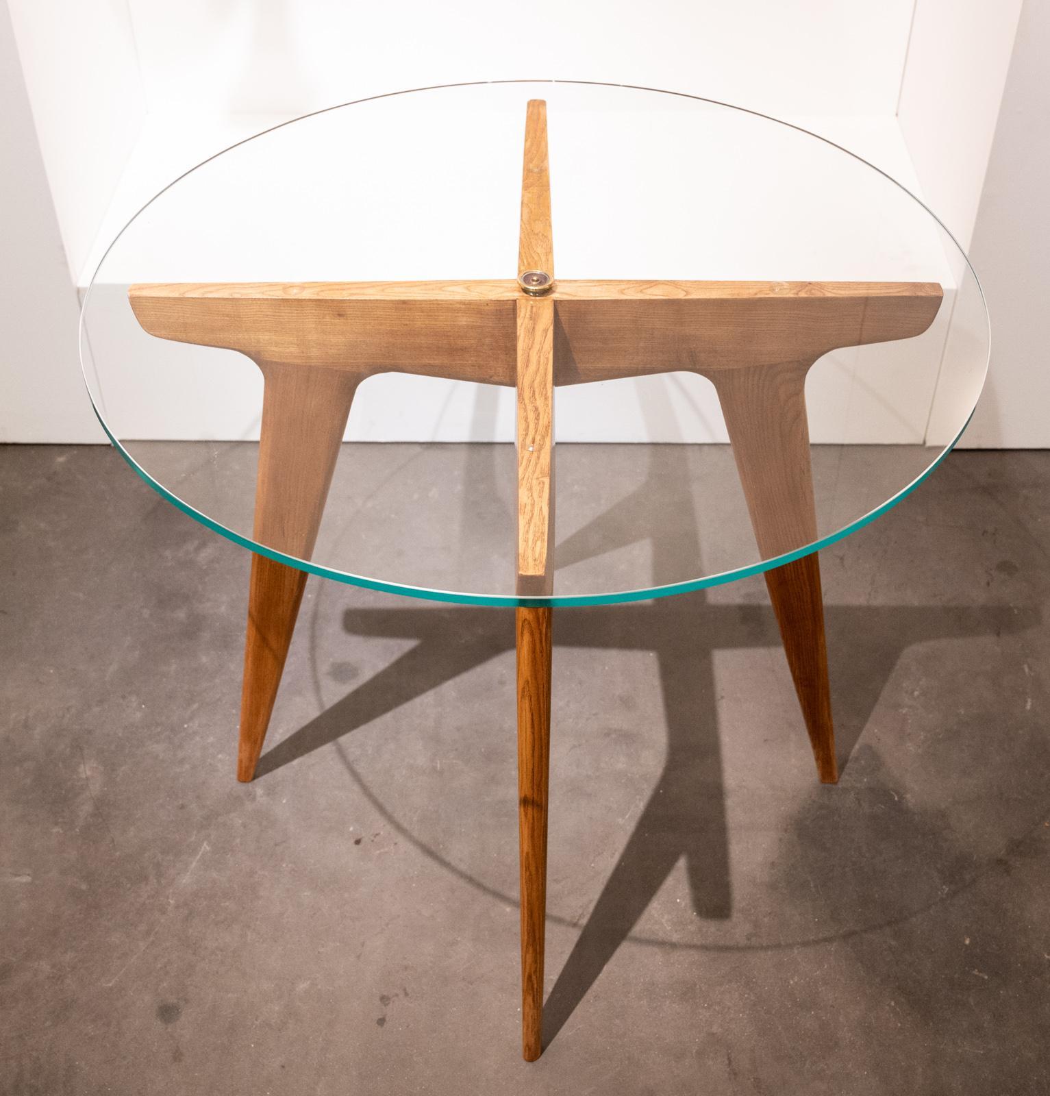 Mid-Century Modern Gio Ponti Maple and Glass Circular Table