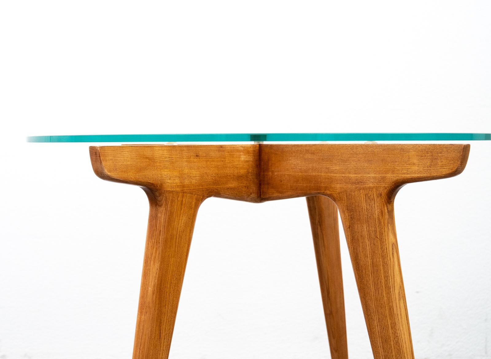 Mid-20th Century Gio Ponti Maple and Glass Circular Table