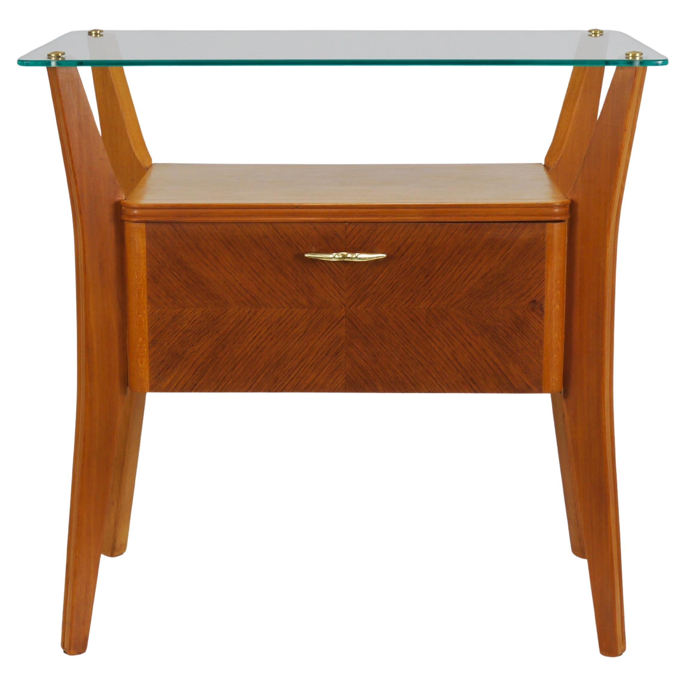Gio Ponti Maple
Walnut Nightstand Table, La Permanente Mobili Cantù, 1940s