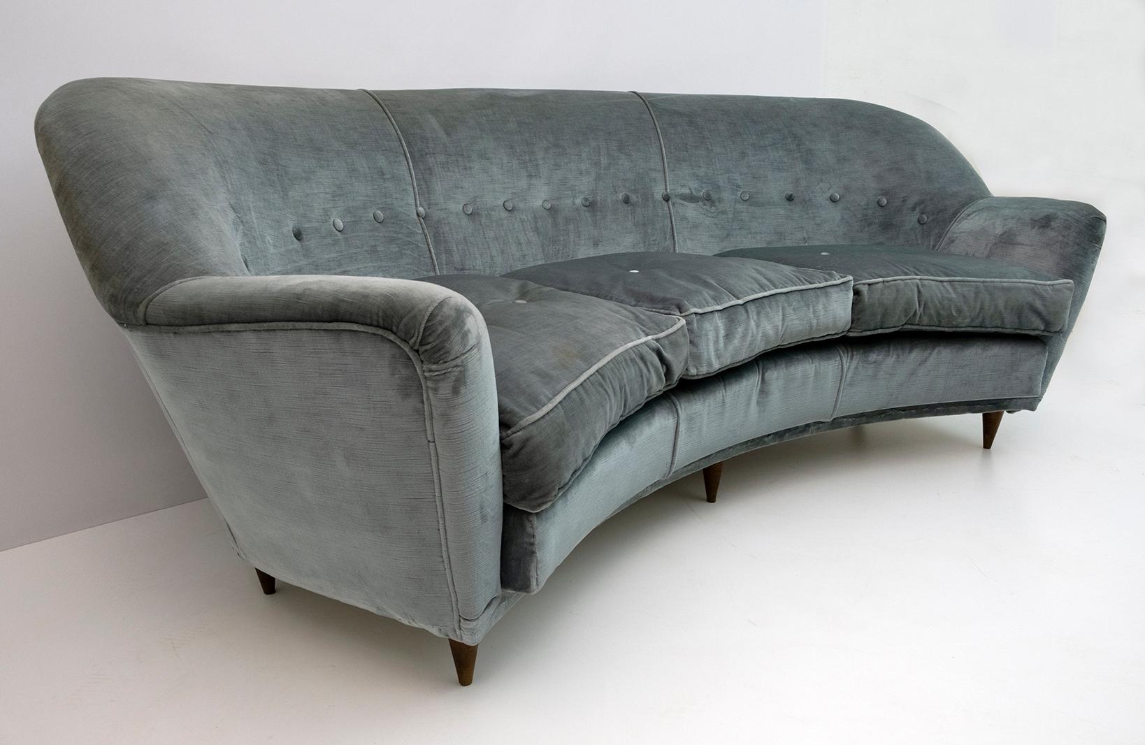 Gio Ponti Mid-Century Italian Curved Sofa and Two Armchairs Casa E Giardino, '50 1
