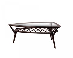 Table basse italienne moderne du milieu du siècle en noyer de Gio Ponti