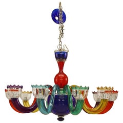 Lámpara italiana de cristal multicolor de Murano de mediados de siglo Gio Ponti