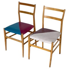 Gio Ponti Mid-Century Modern Ashwood Leggera Italian Chairs, 1950s