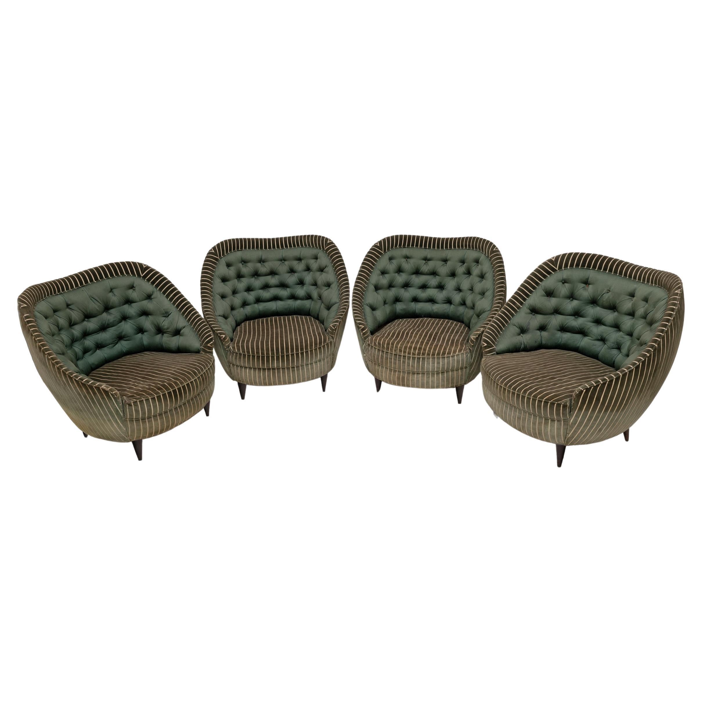 Gio Ponti Style Mid-century Modern Italian Armchairs for Casa e Giardino, 1940s