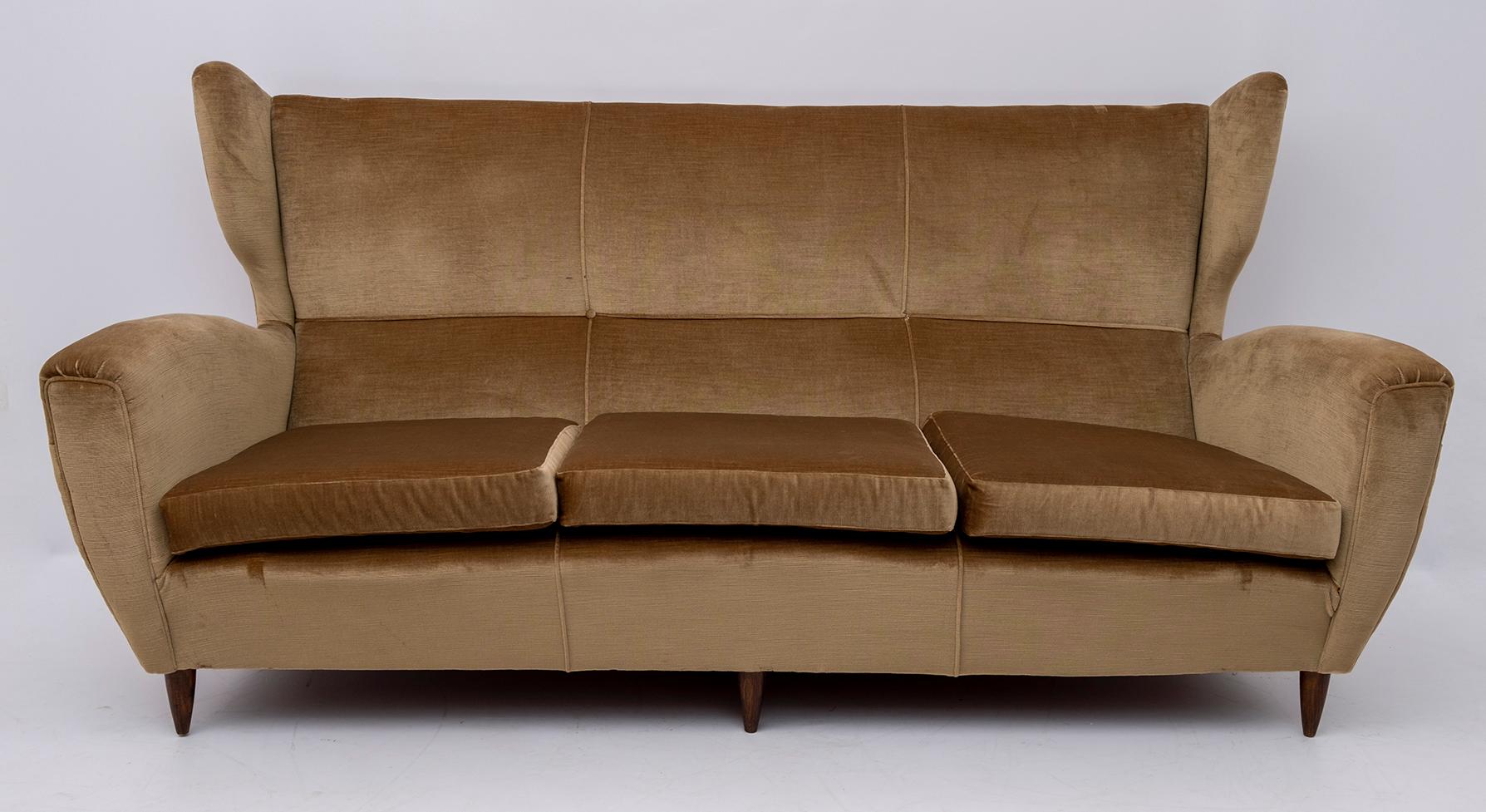 Sofá italiano moderno de mediados de siglo Gio Ponti de respaldo alto, años 50 Moderno de mediados de siglo en venta