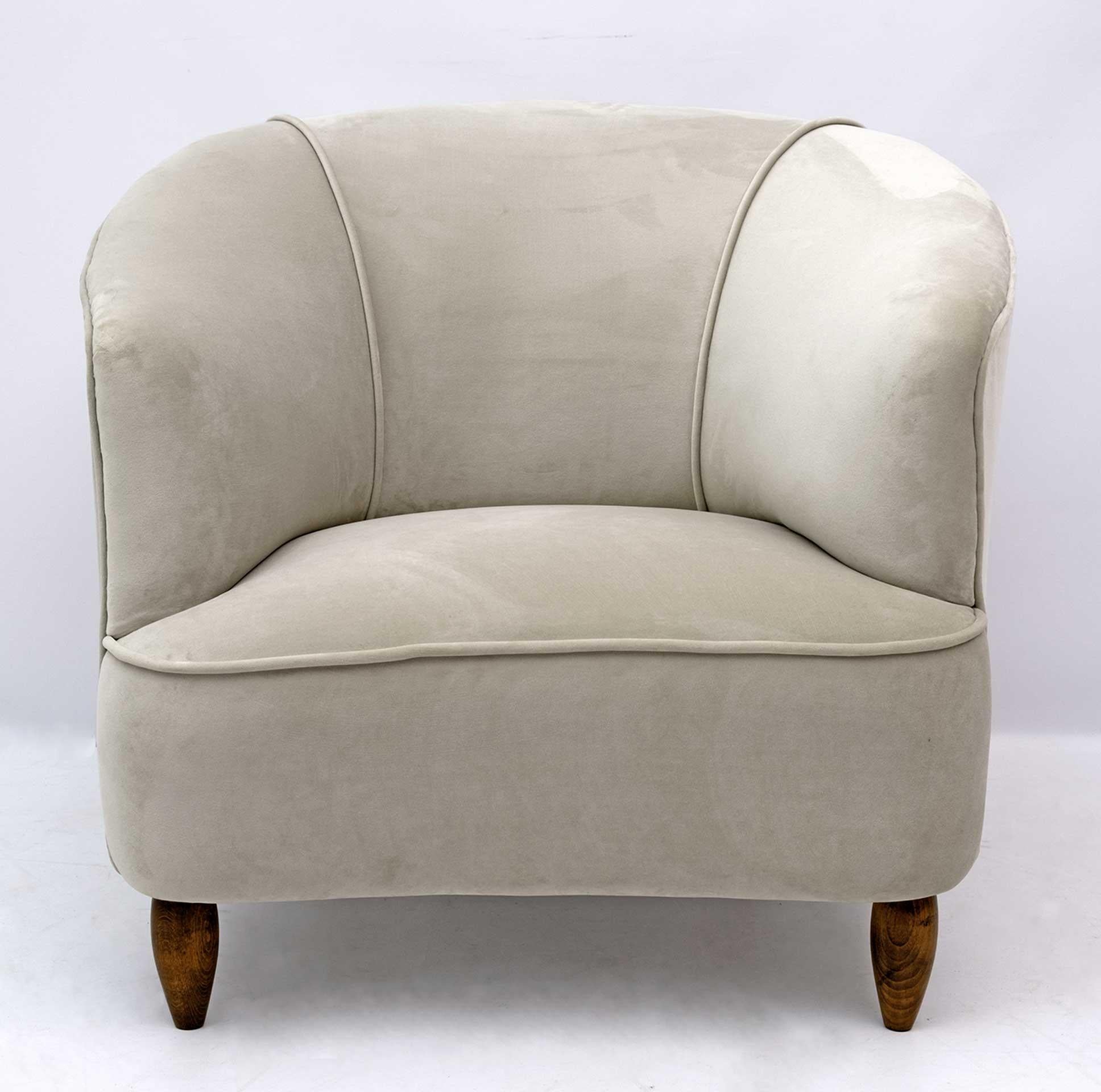 Gio Ponti Mid-Century Modern Italian Velvet Armchair 