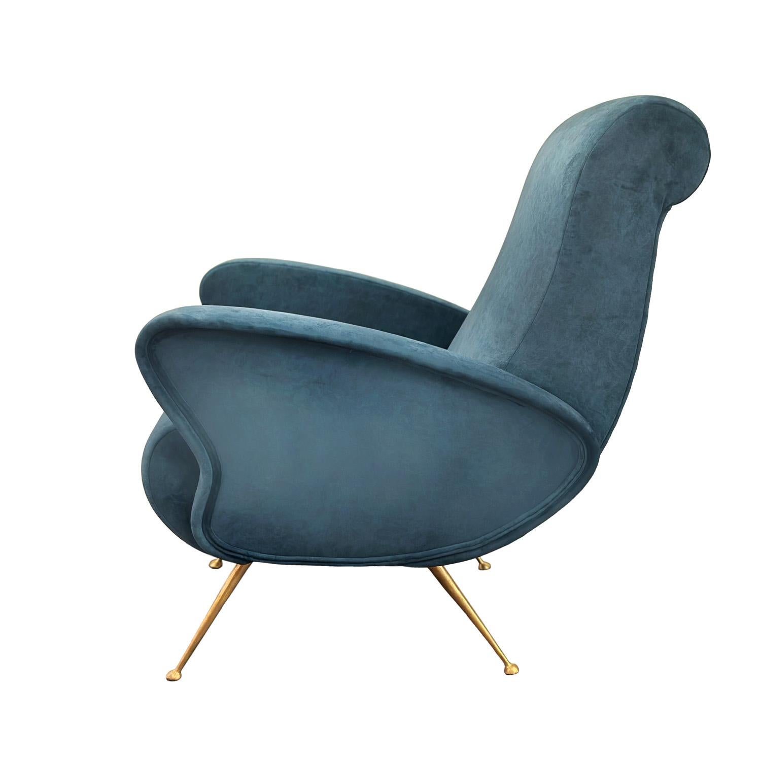Italian Gio Ponti Attributed Mid Century Modern Lounge Chair 1960s