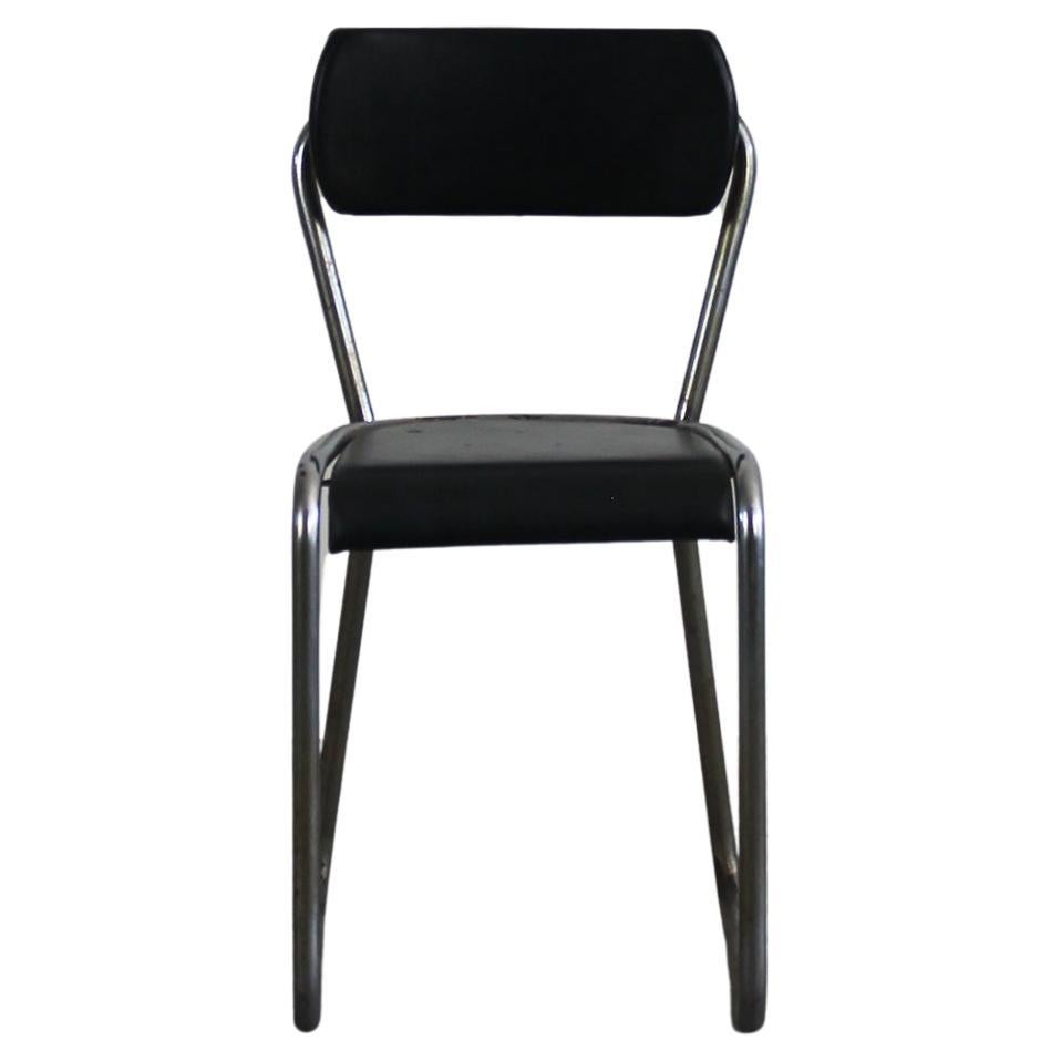 Gio Ponti Chaise de bureau The Moderns en métal et cuir noir années 1930 Italie